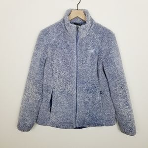 North Face blue fleece full zip jacket